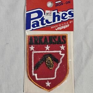 NOS Vintage Voyager Arkansas Iron-On Embroidered Patch. Vtg Travel Patch